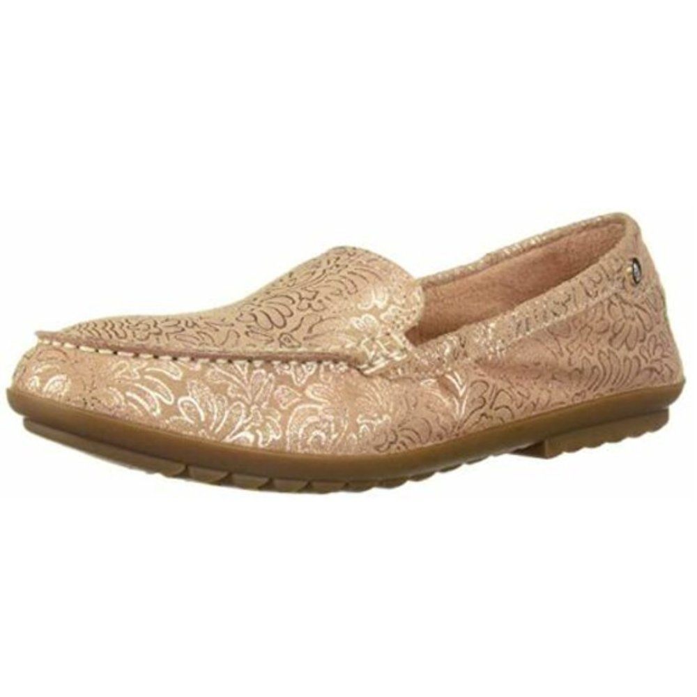 Hush Puppies Metallic Blush Pink Floral-Embossed Loafers